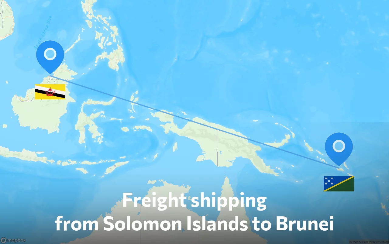 Shipping route from Solomon Islands to Brunei
