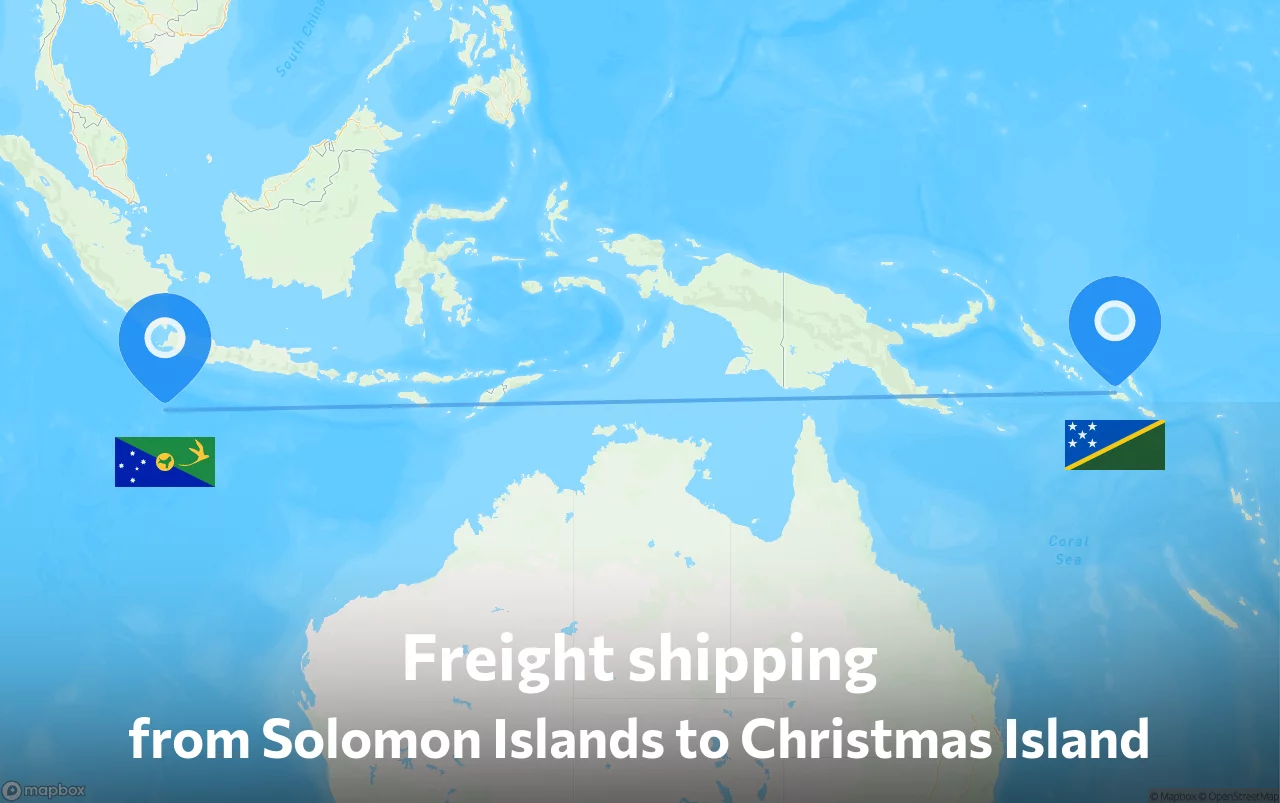 Shipping route from Solomon Islands to Christmas Island