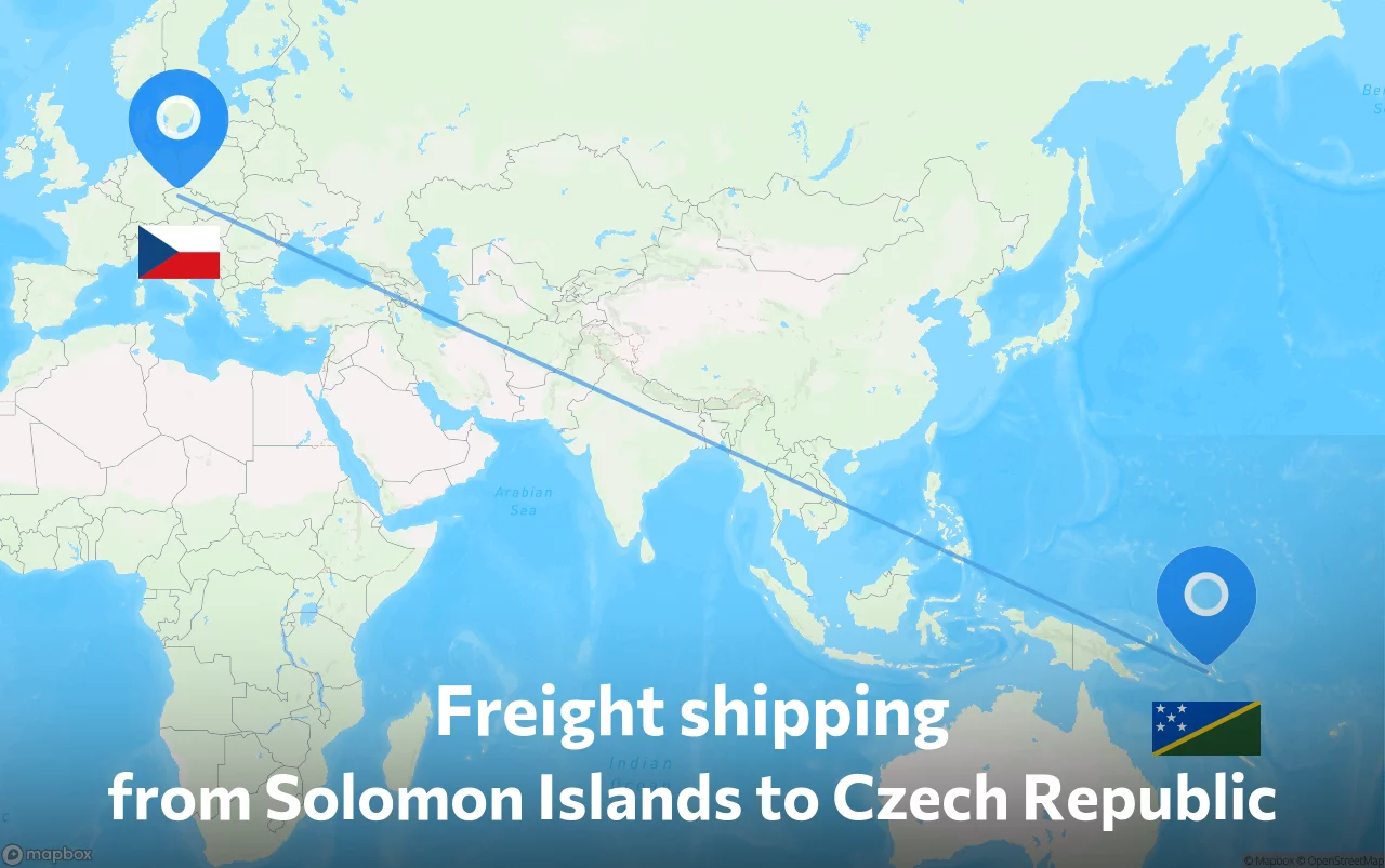 Shipping route from Solomon Islands to Czech Republic