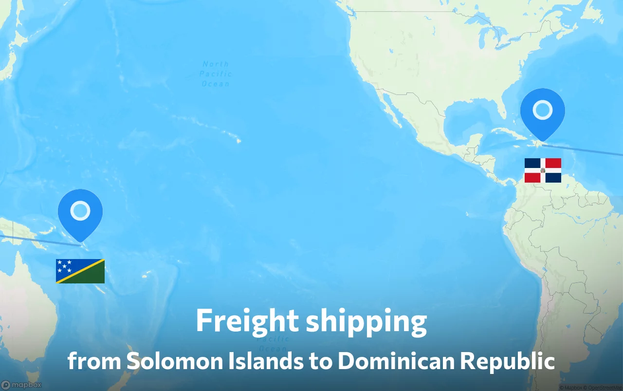 Shipping route from Solomon Islands to Dominican Republic