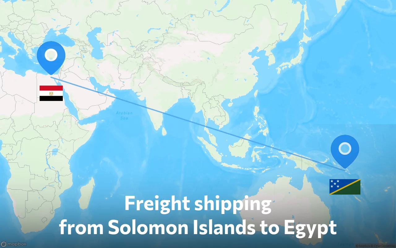 Shipping route from Solomon Islands to Egypt