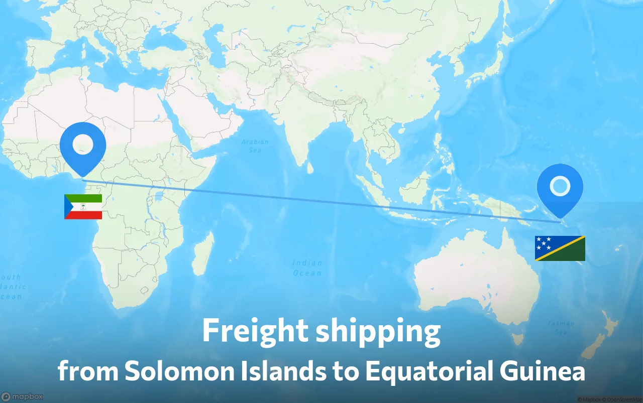 Shipping route from Solomon Islands to Equatorial Guinea