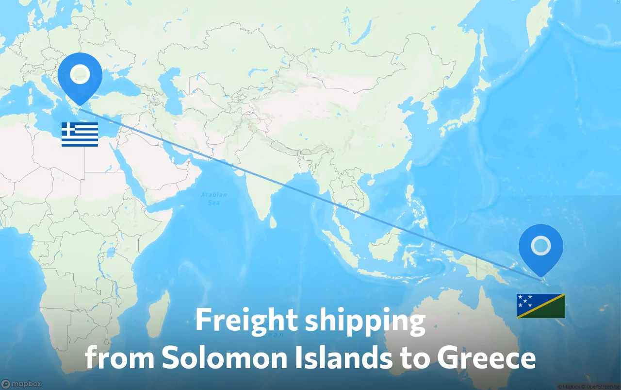 Shipping route from Solomon Islands to Greece