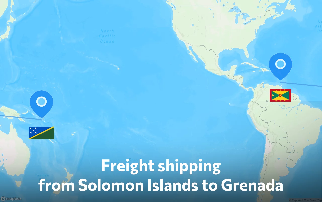 Shipping route from Solomon Islands to Grenada