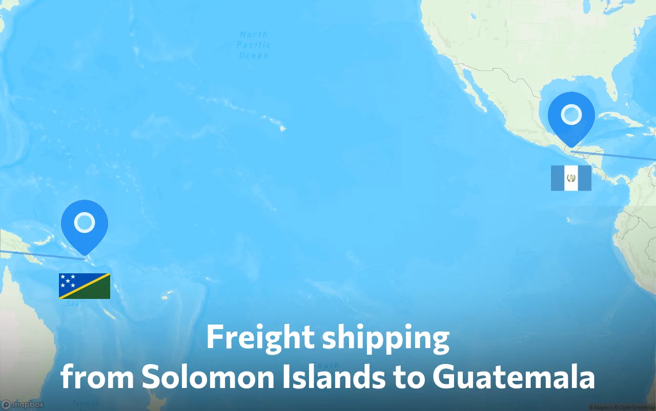 Shipping route from Solomon Islands to Guatemala