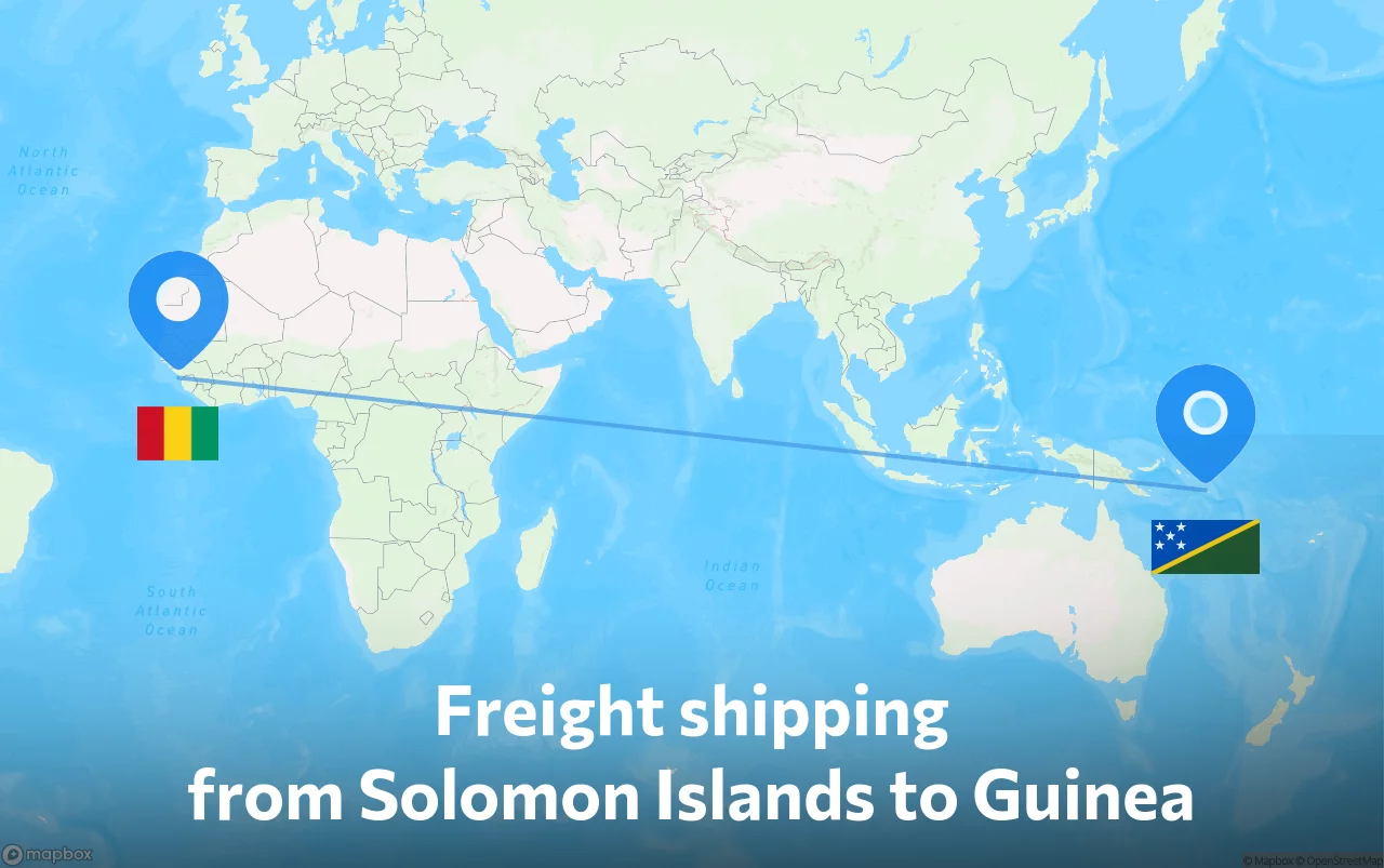 Shipping route from Solomon Islands to Guinea