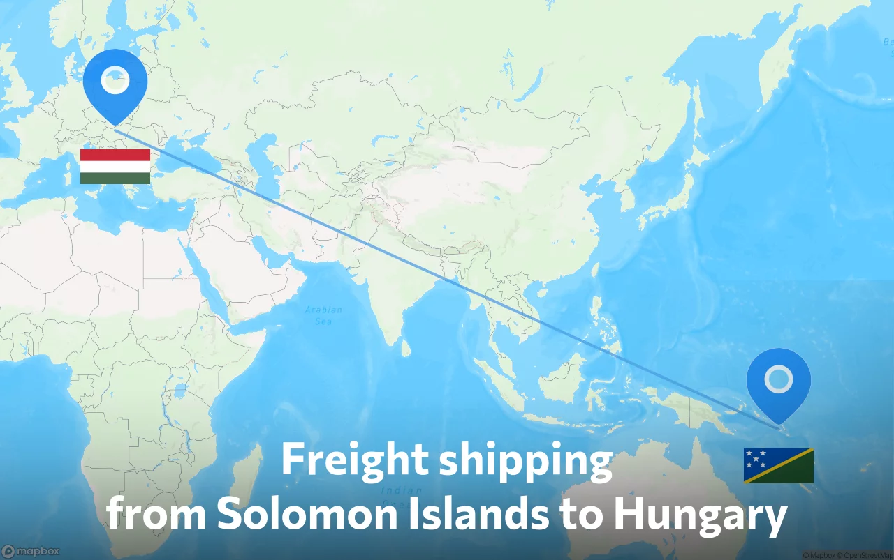 Shipping route from Solomon Islands to Hungary