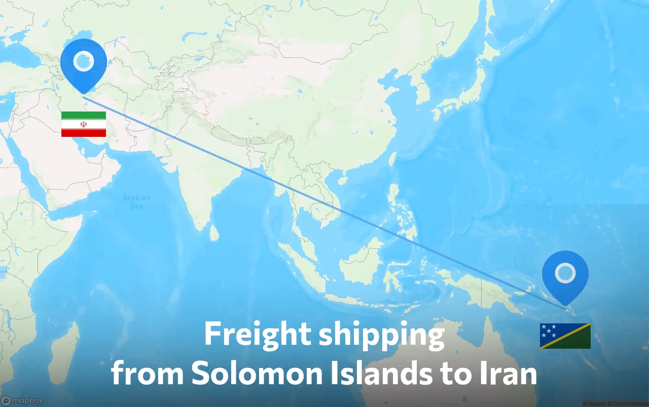 Shipping route from Solomon Islands to Iran