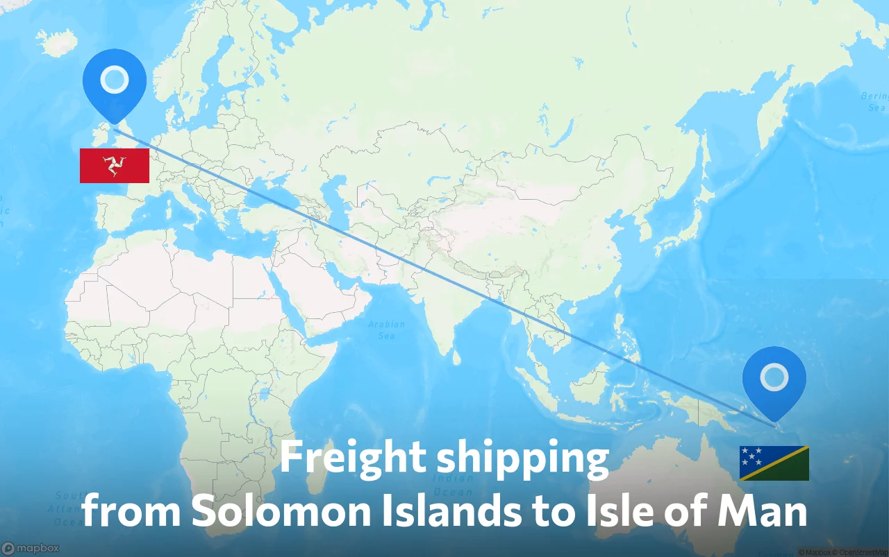 Shipping route from Solomon Islands to Isle of Man