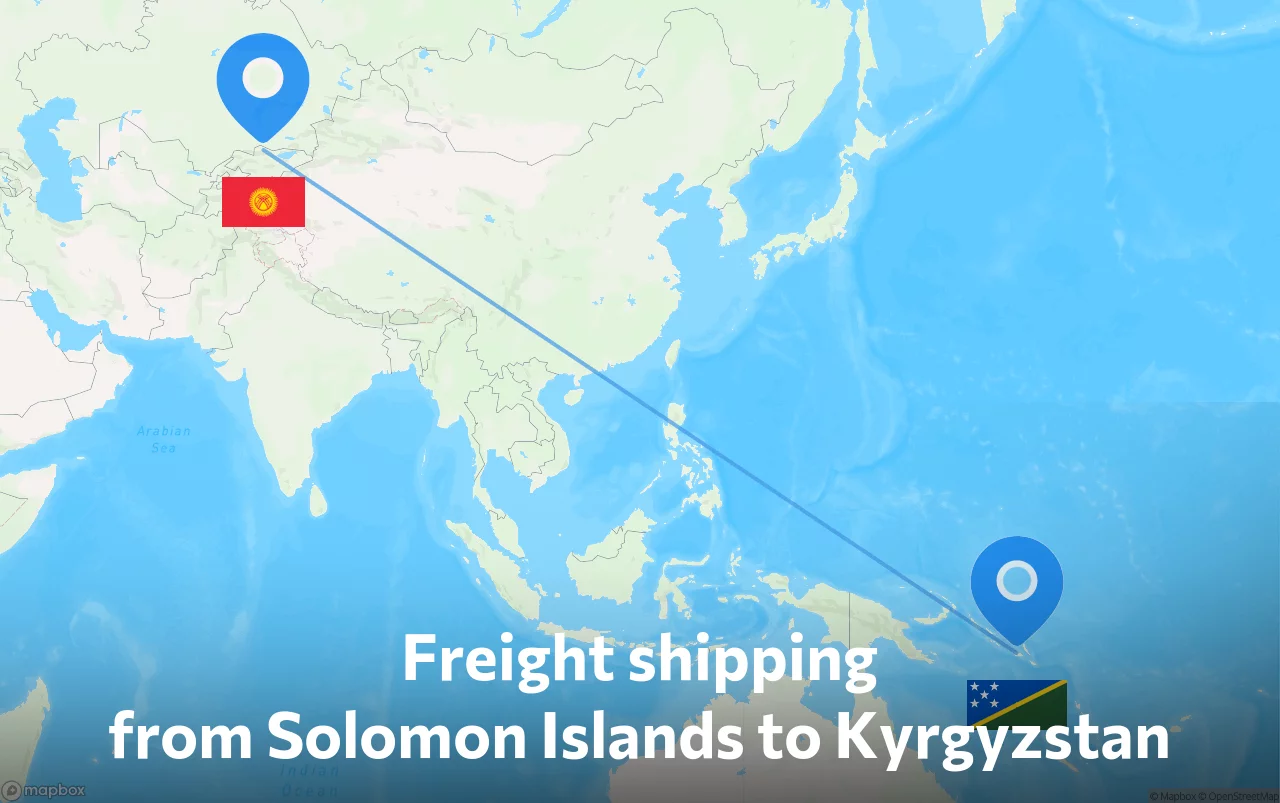 Shipping route from Solomon Islands to Kyrgyzstan