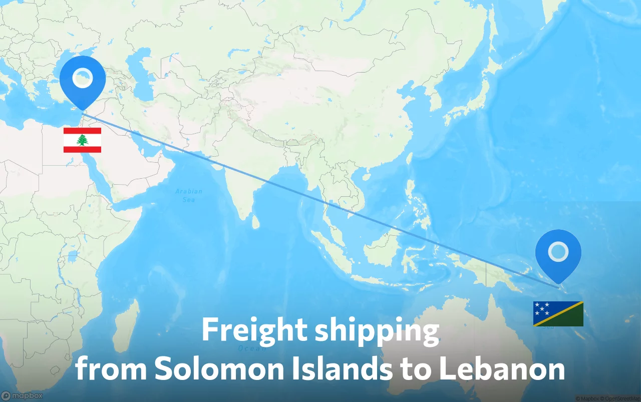 Shipping route from Solomon Islands to Lebanon
