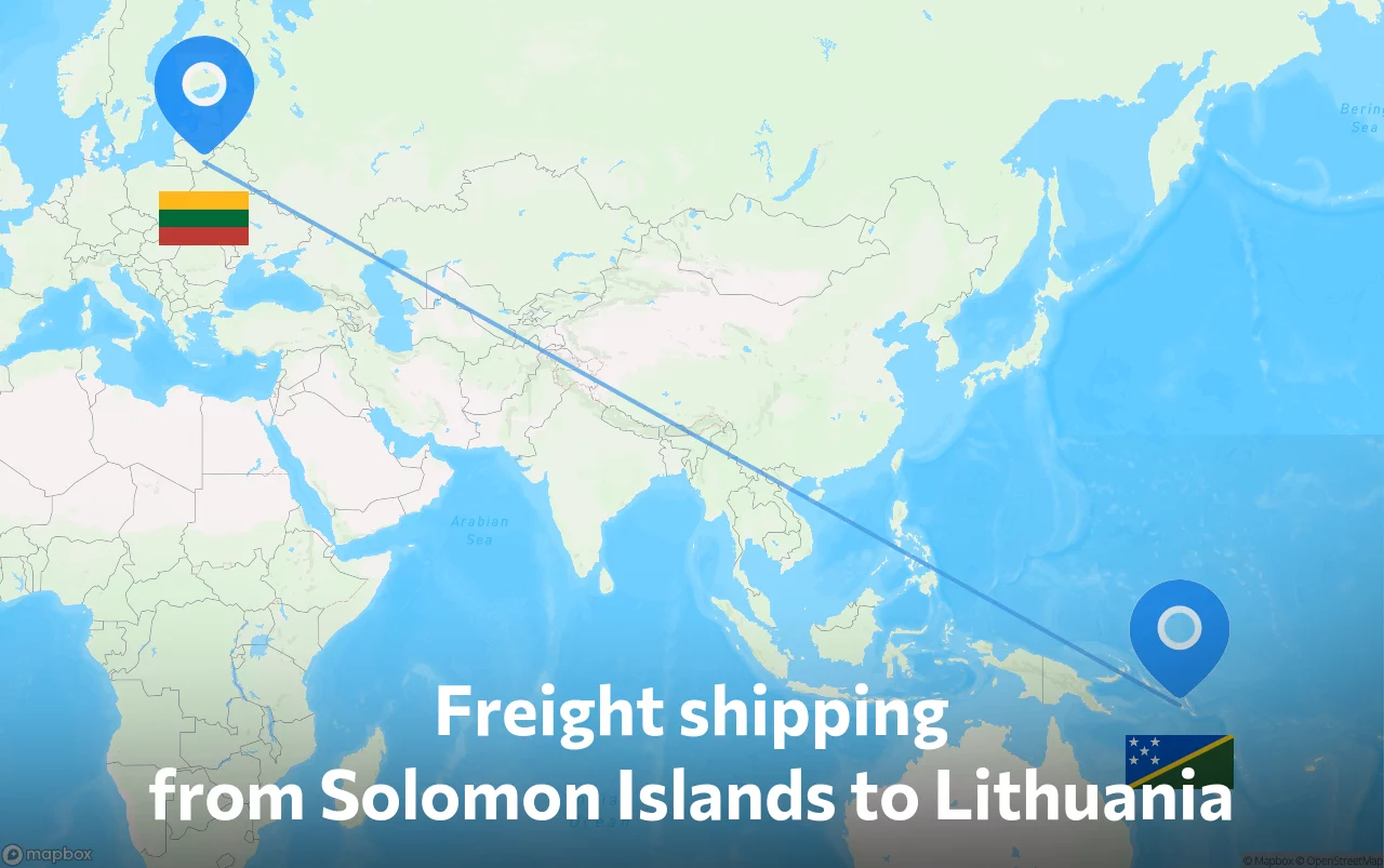 Shipping route from Solomon Islands to Lithuania