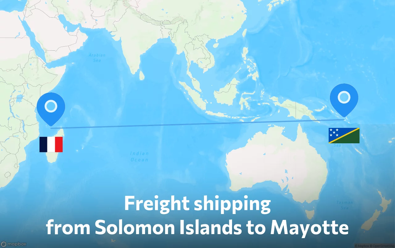 Shipping route from Solomon Islands to Mayotte