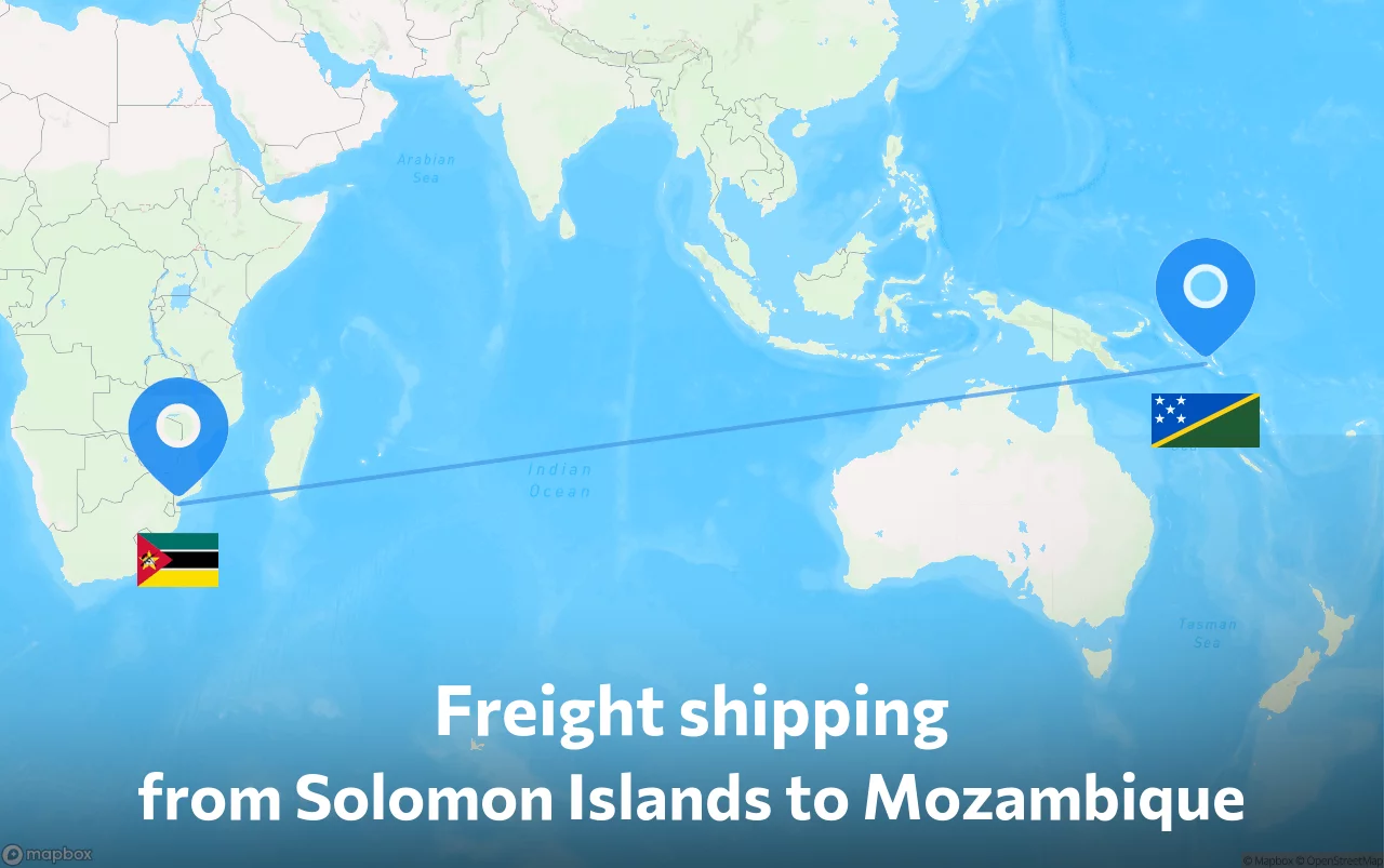 Shipping route from Solomon Islands to Mozambique