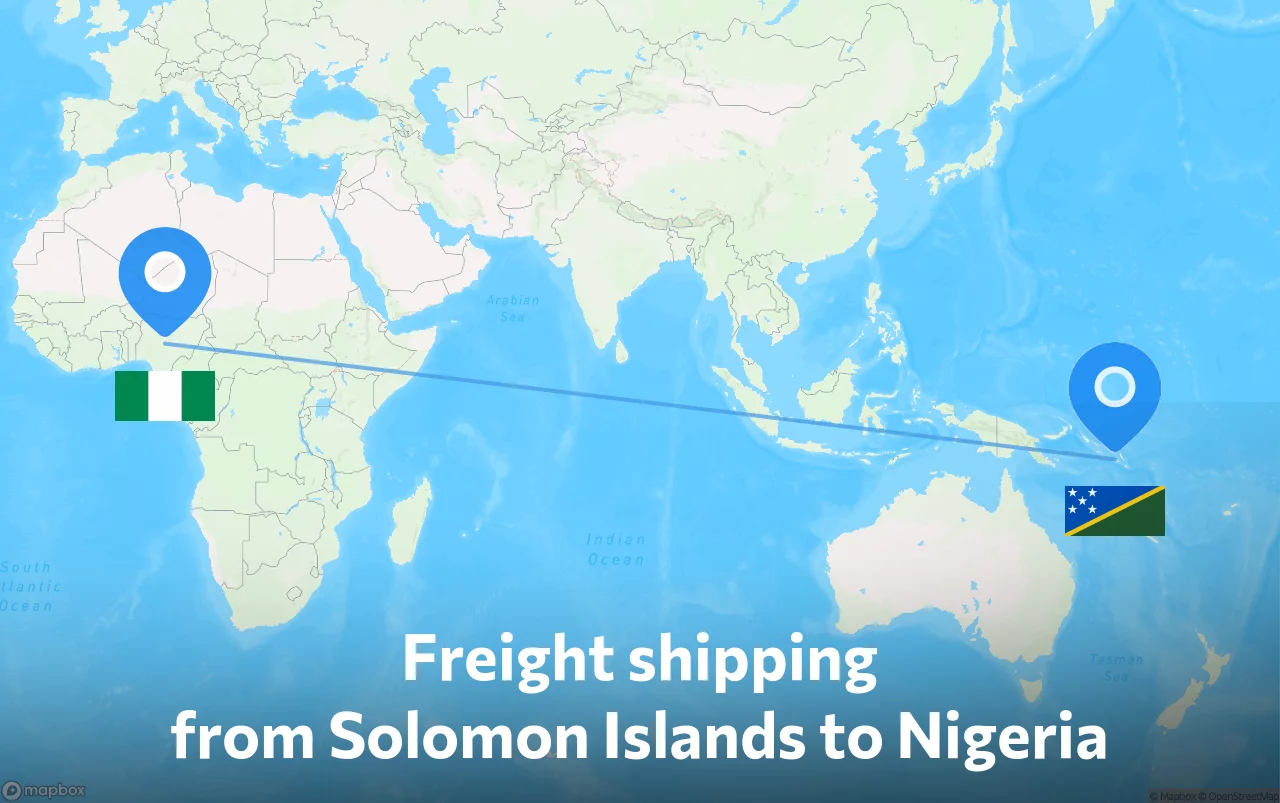 Shipping route from Solomon Islands to Nigeria