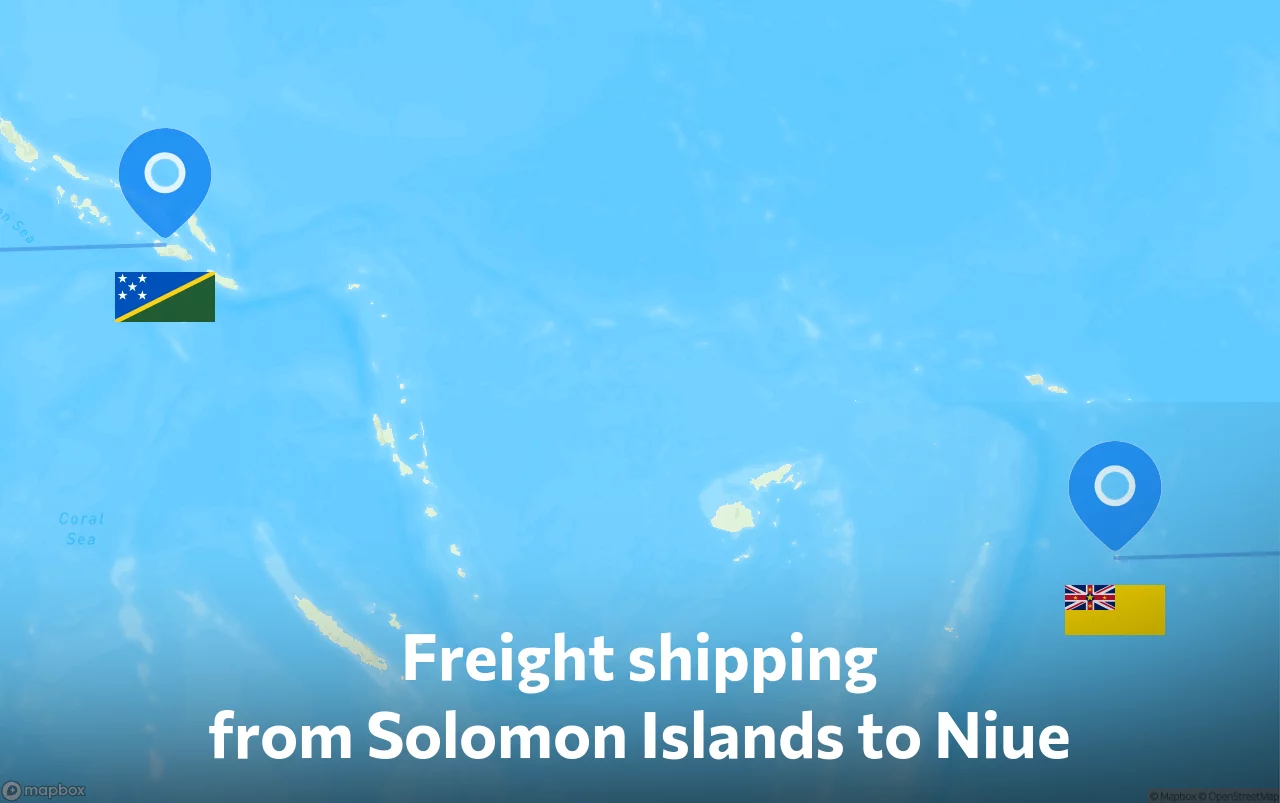 Shipping route from Solomon Islands to Niue