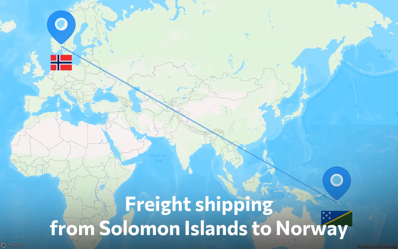 Shipping route from Solomon Islands to Norway