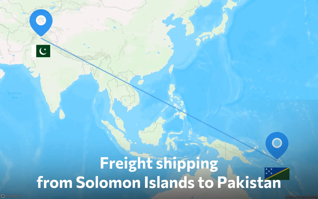 Shipping route from Solomon Islands to Pakistan
