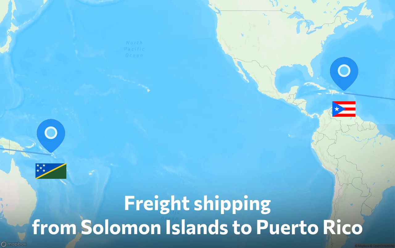 Shipping route from Solomon Islands to Puerto Rico