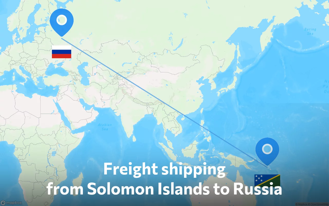 Shipping route from Solomon Islands to Russia
