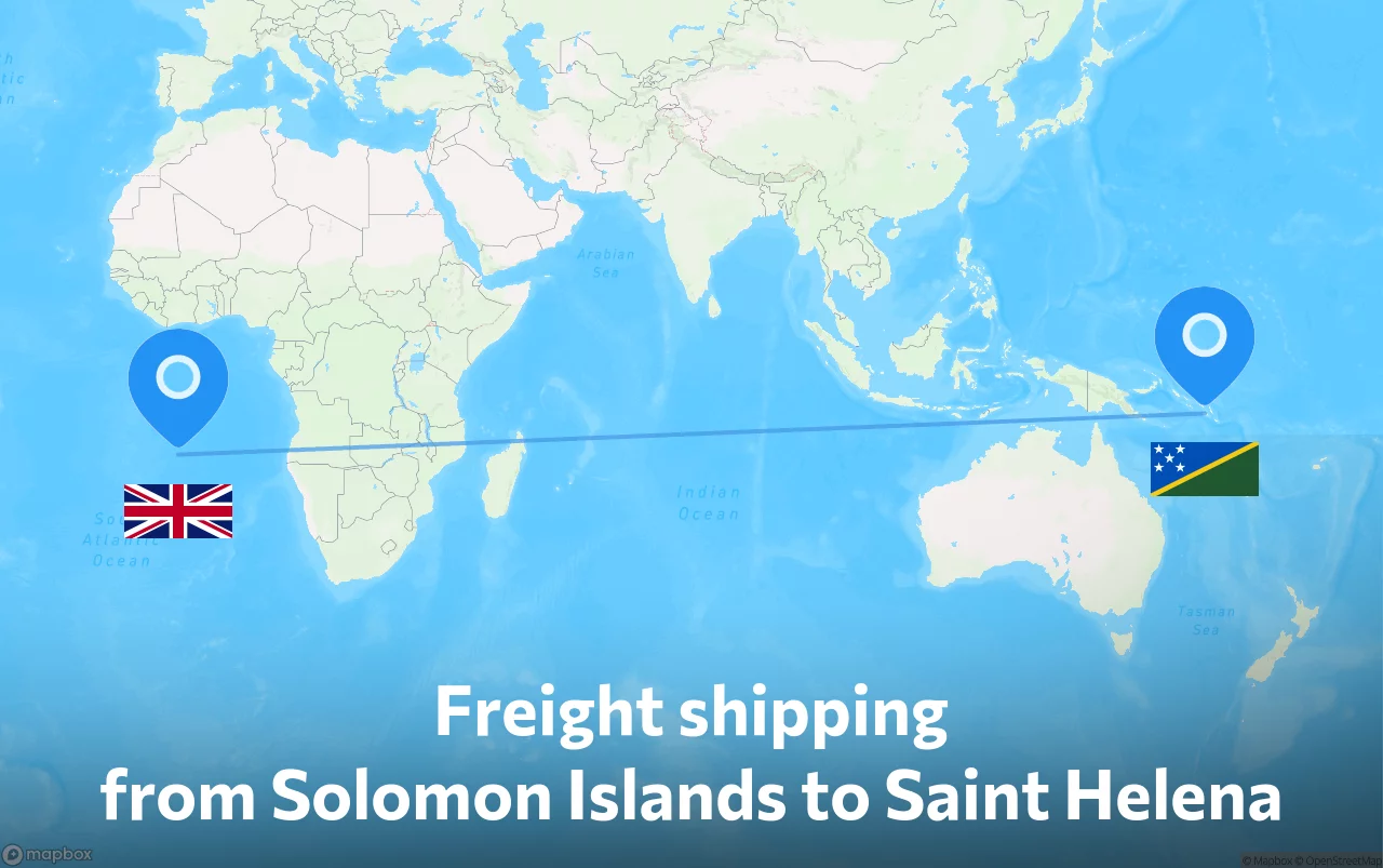Shipping route from Solomon Islands to Saint Helena