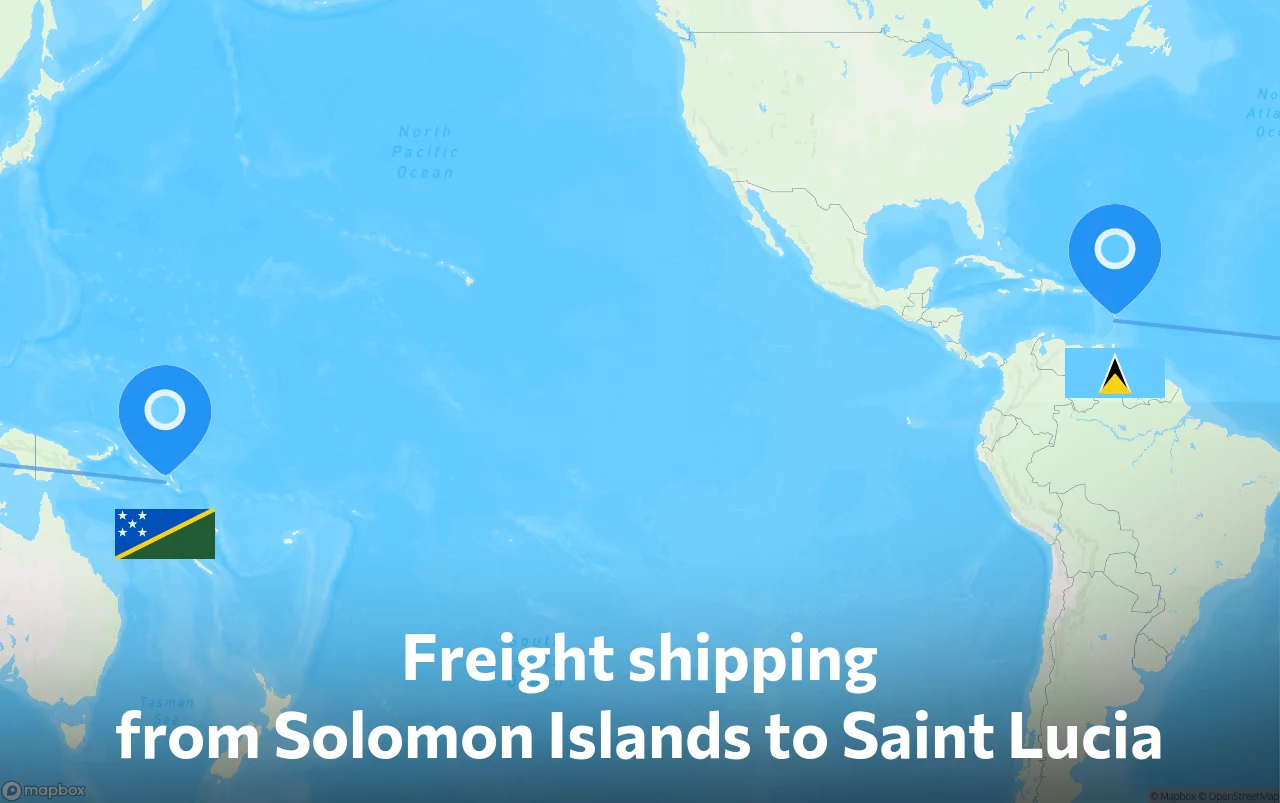 Shipping route from Solomon Islands to Saint Lucia