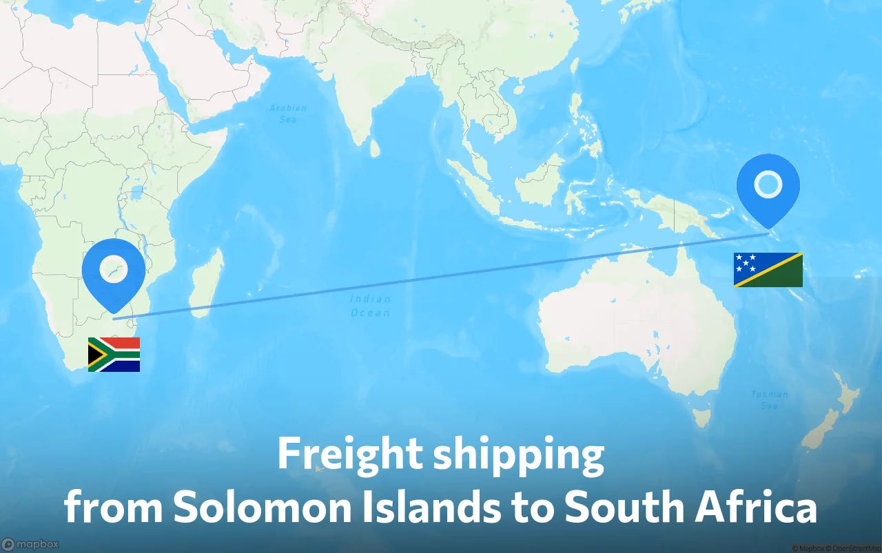 Shipping route from Solomon Islands to South Africa