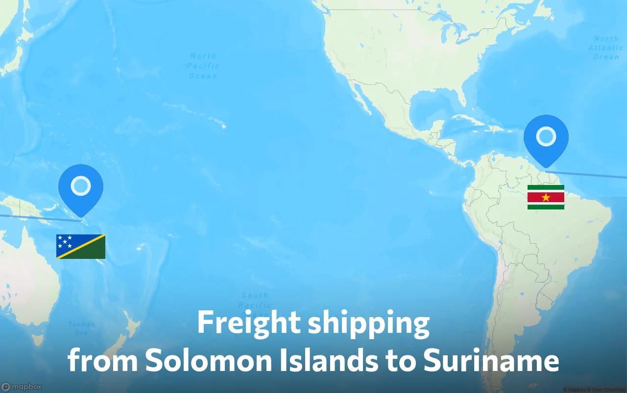 Shipping route from Solomon Islands to Suriname