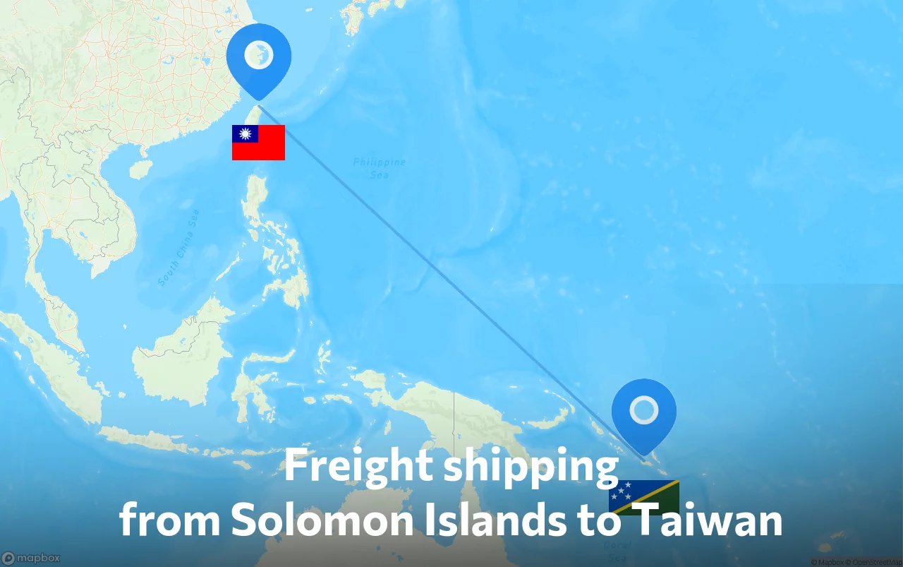 Shipping route from Solomon Islands to Taiwan