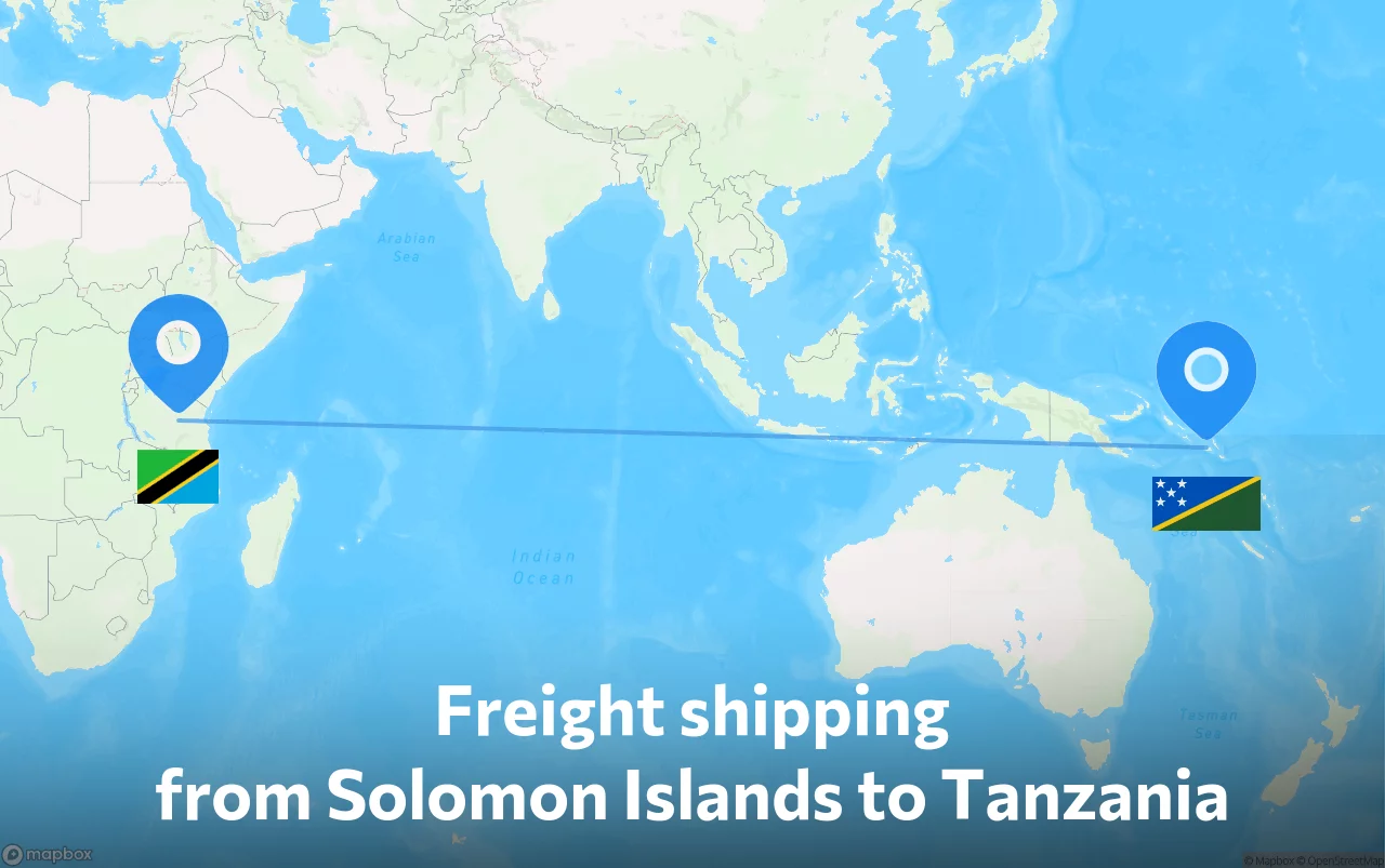 Shipping route from Solomon Islands to Tanzania
