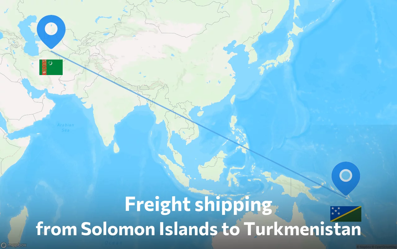 Shipping route from Solomon Islands to Turkmenistan