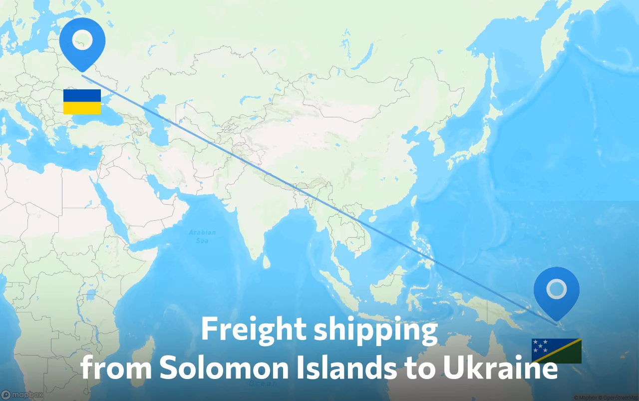 Shipping route from Solomon Islands to Ukraine