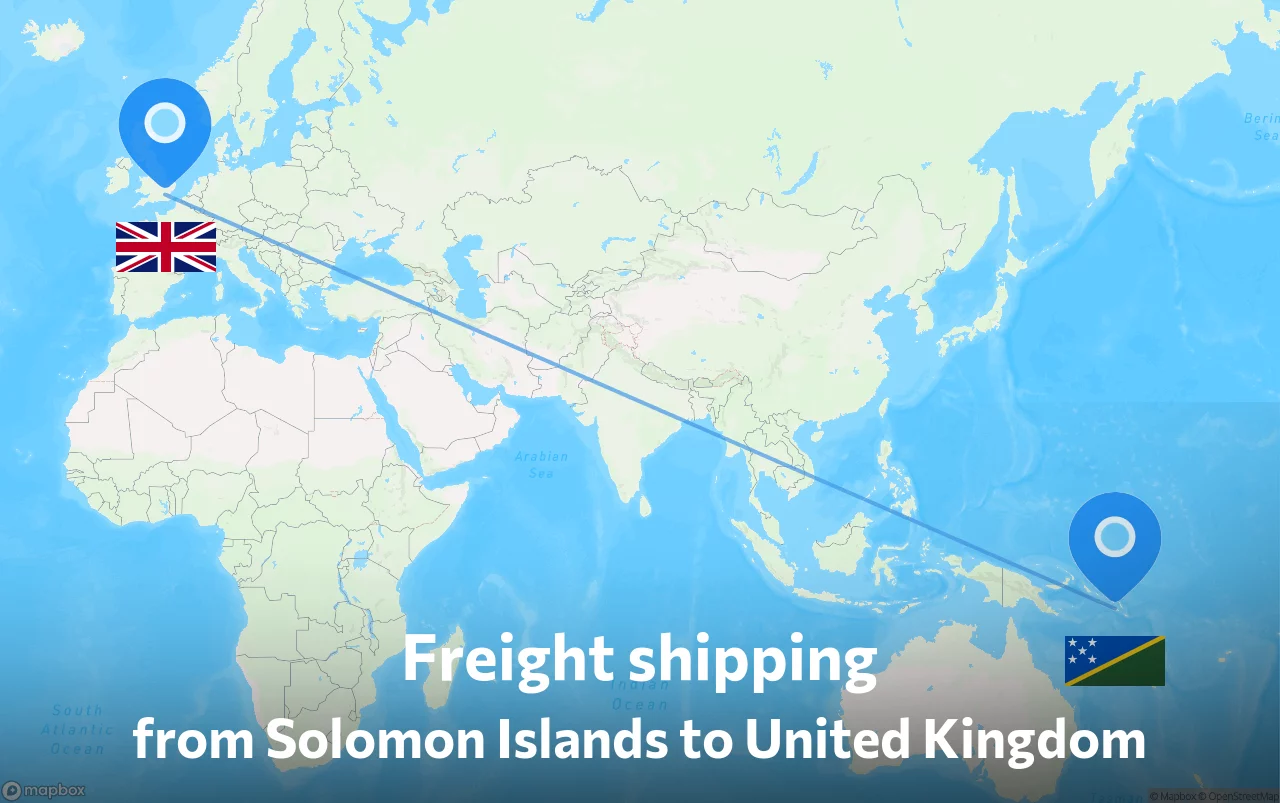 Shipping route from Solomon Islands to United Kingdom