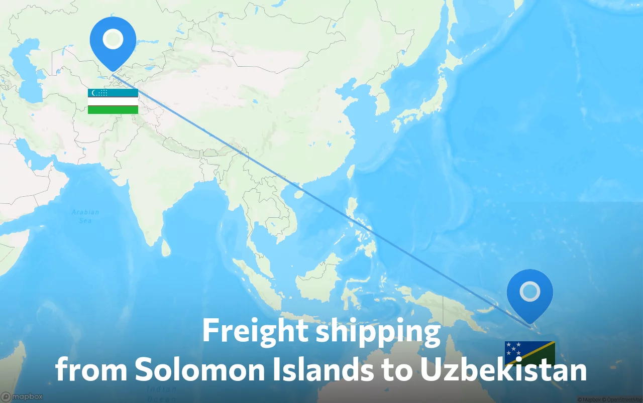 Shipping route from Solomon Islands to Uzbekistan