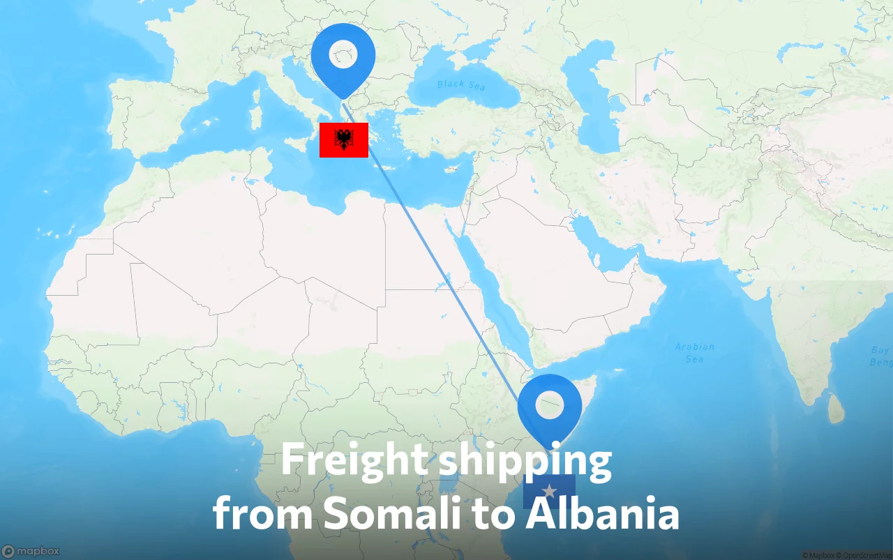 Shipping route from Somali to Albania