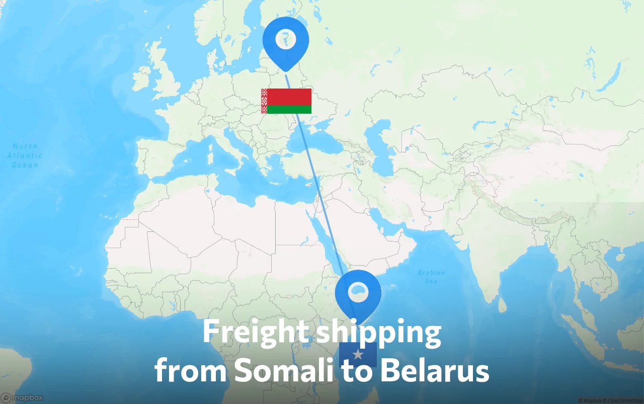 Shipping route from Somali to Belarus