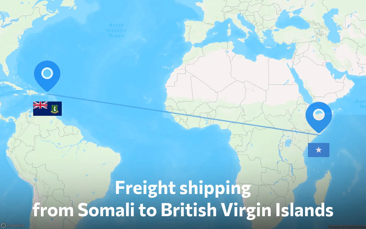 Shipping route from Somali to British Virgin Islands