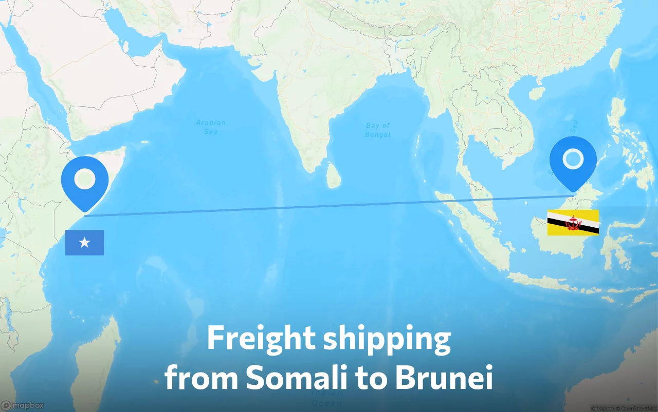 Shipping route from Somali to Brunei
