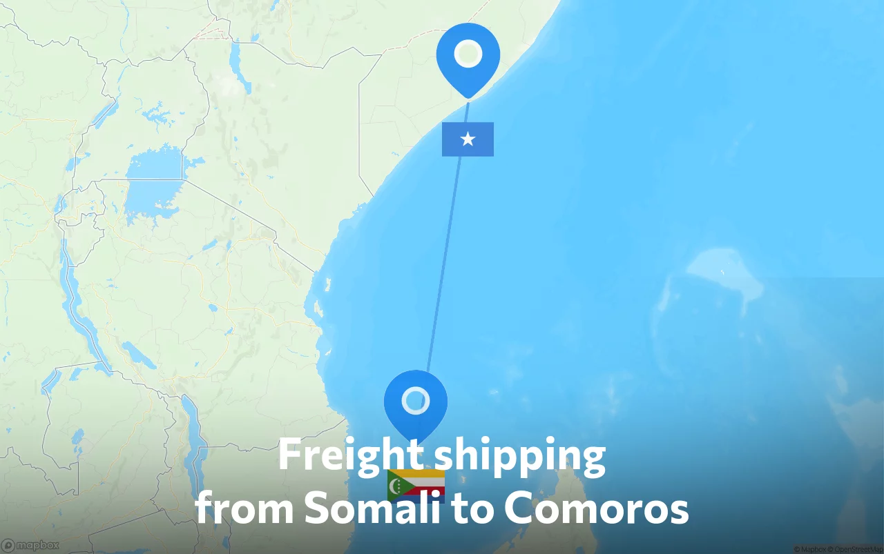 Shipping route from Somali to Comoros