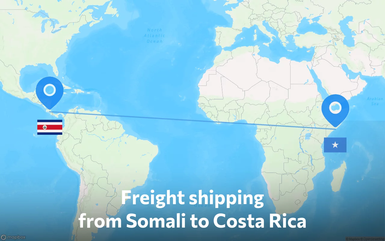 Shipping route from Somali to Costa Rica