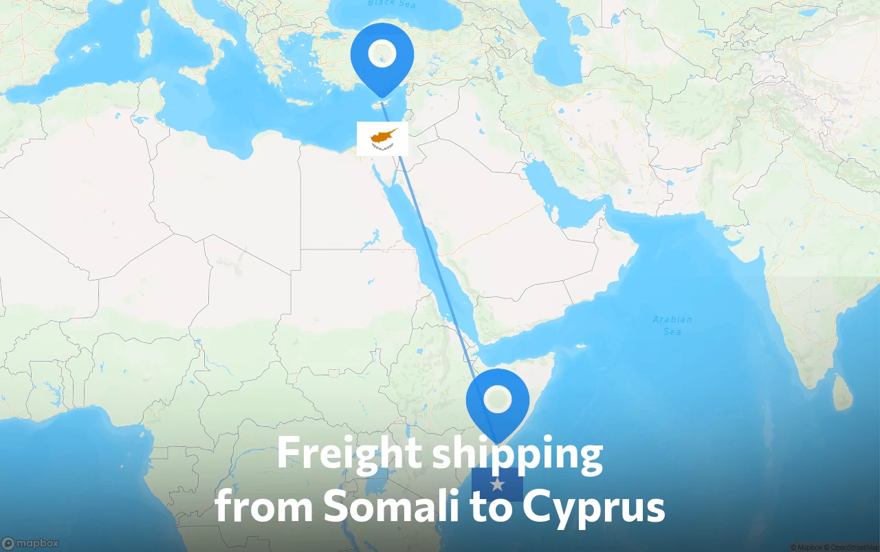 Shipping route from Somali to Cyprus