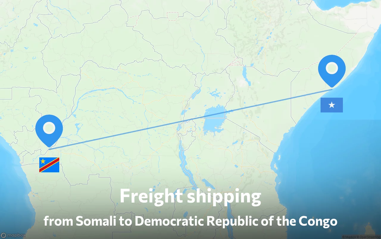 Shipping route from Somali to Democratic Republic of the Congo