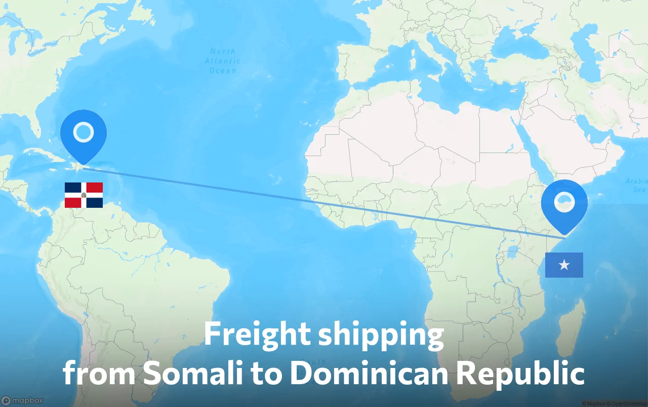 Shipping route from Somali to Dominican Republic