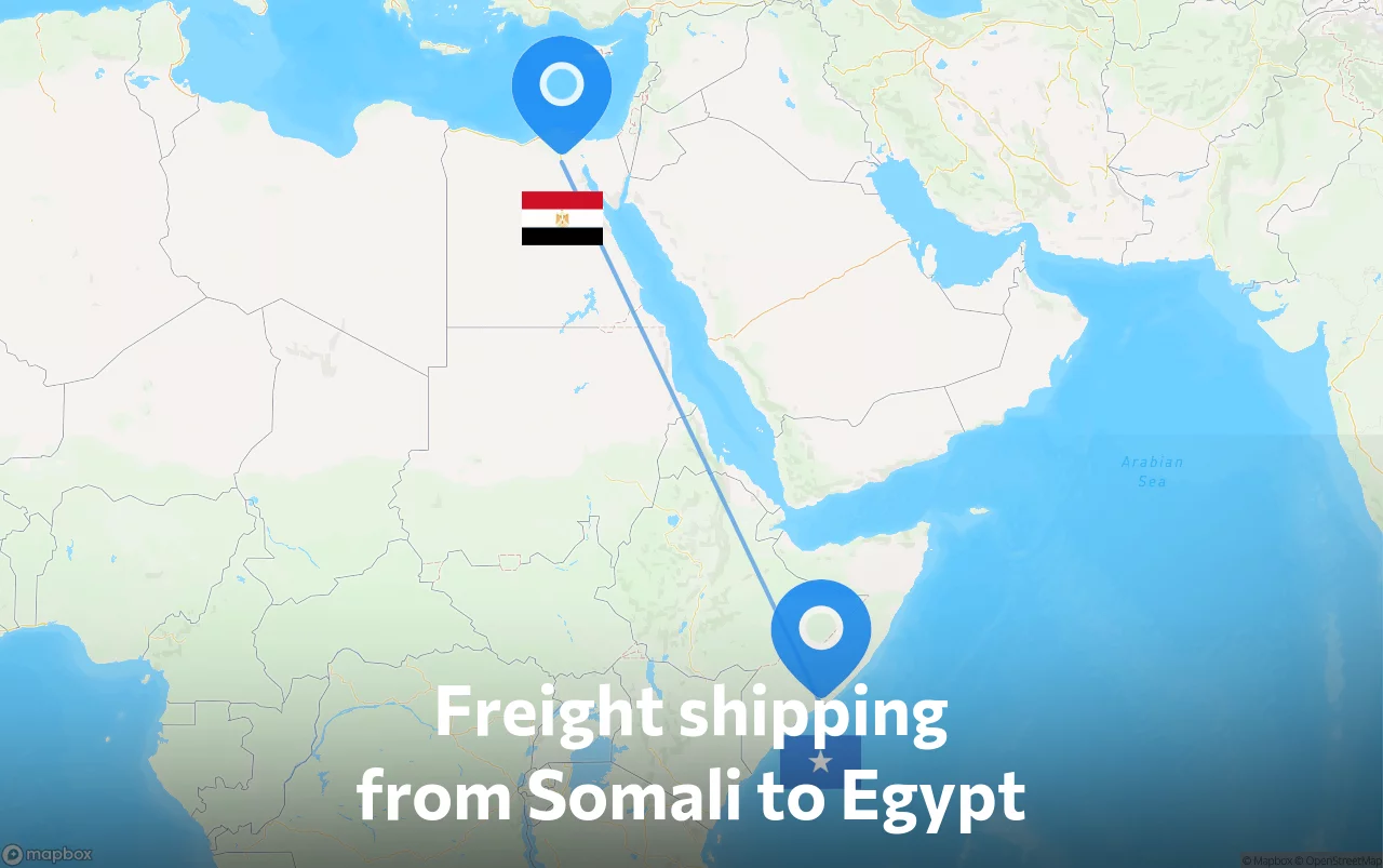 Shipping route from Somali to Egypt