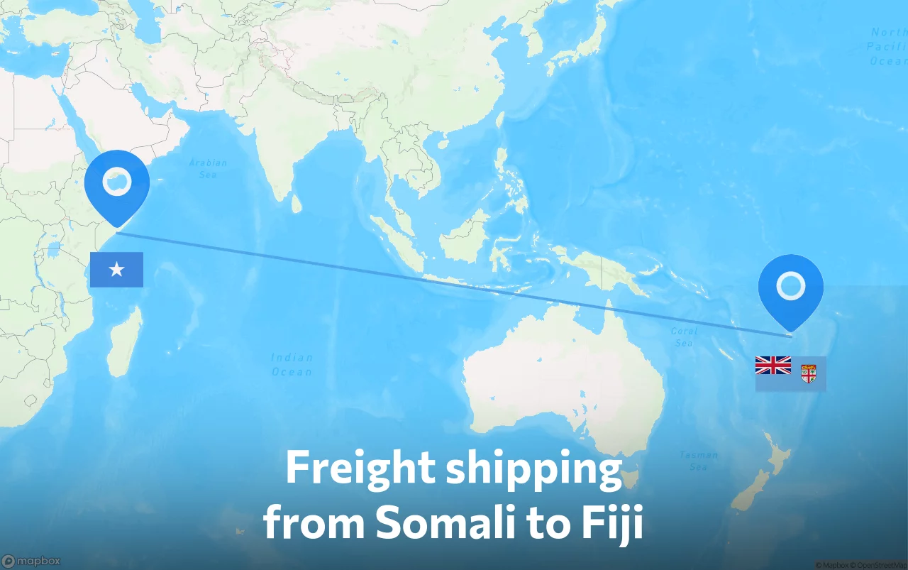 Shipping route from Somali to Fiji
