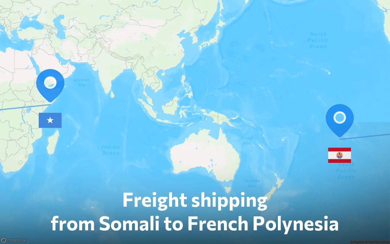 Shipping route from Somali to French Polynesia