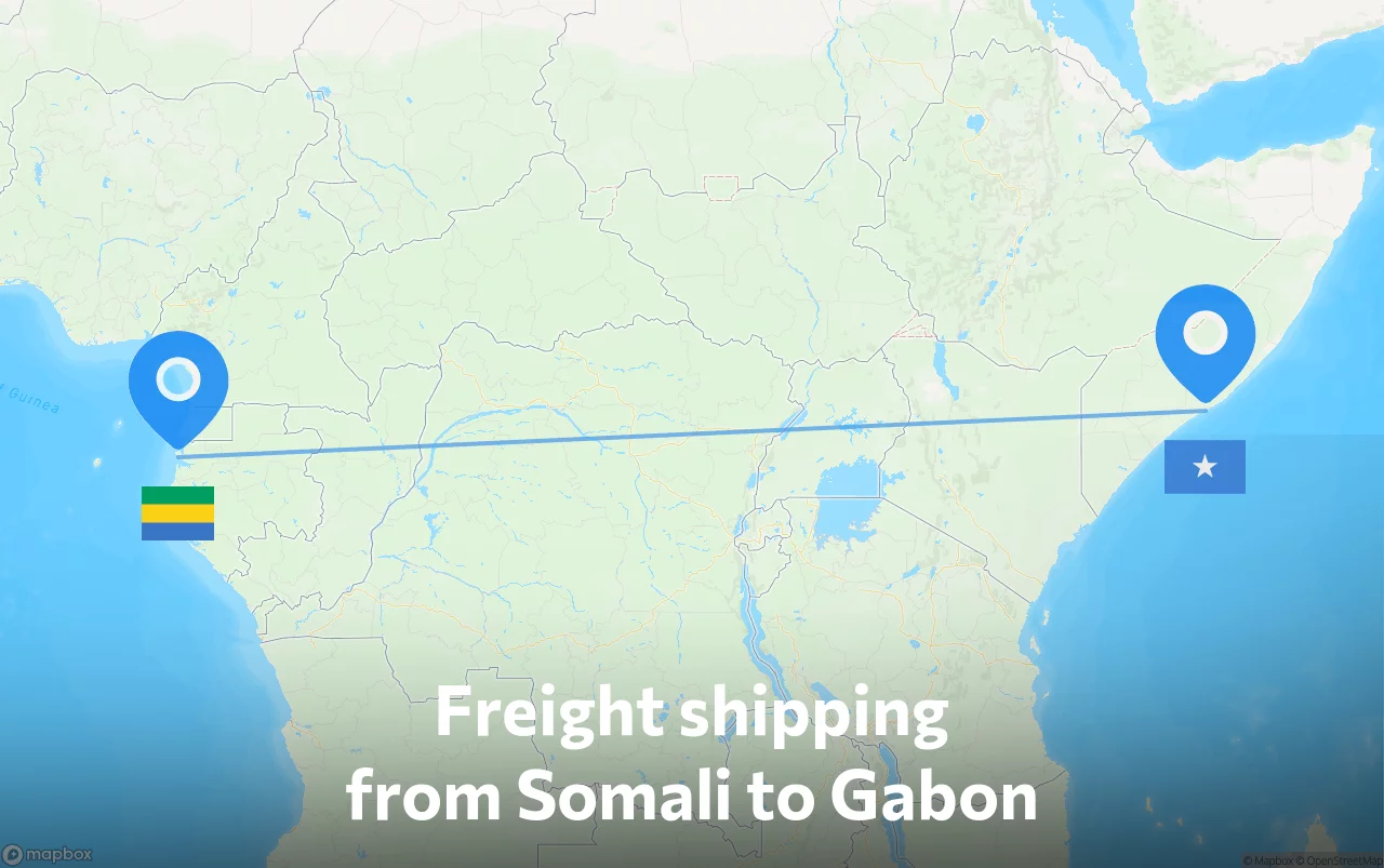 Shipping route from Somali to Gabon