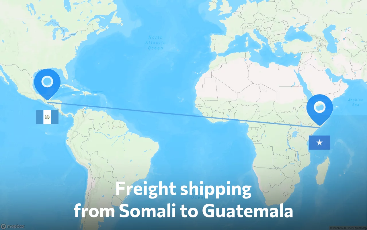 Shipping route from Somali to Guatemala