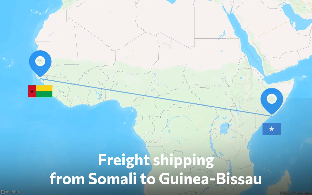 Shipping route from Somali to Guinea-Bissau