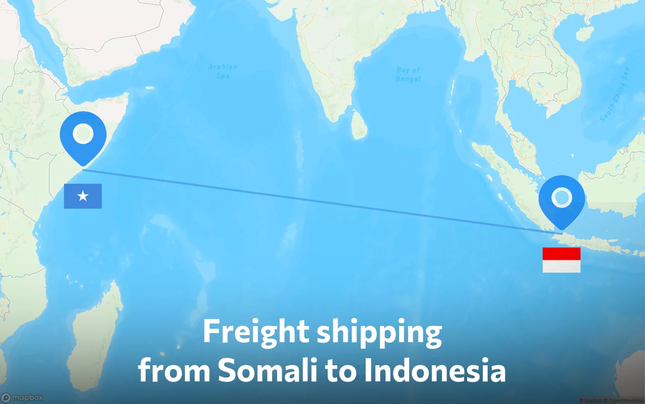 Shipping route from Somali to Indonesia